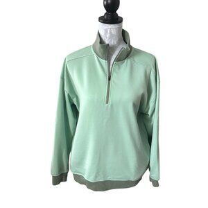 WoolX Womens Chloe Mint Green Blue Merino Wool Quarter Zip Medium